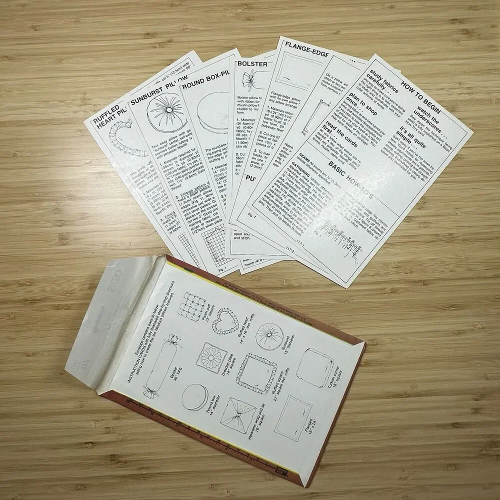Vtg Simplicity Throw Pillows Instruction Cards Pattern 117 Cottagecore 1981